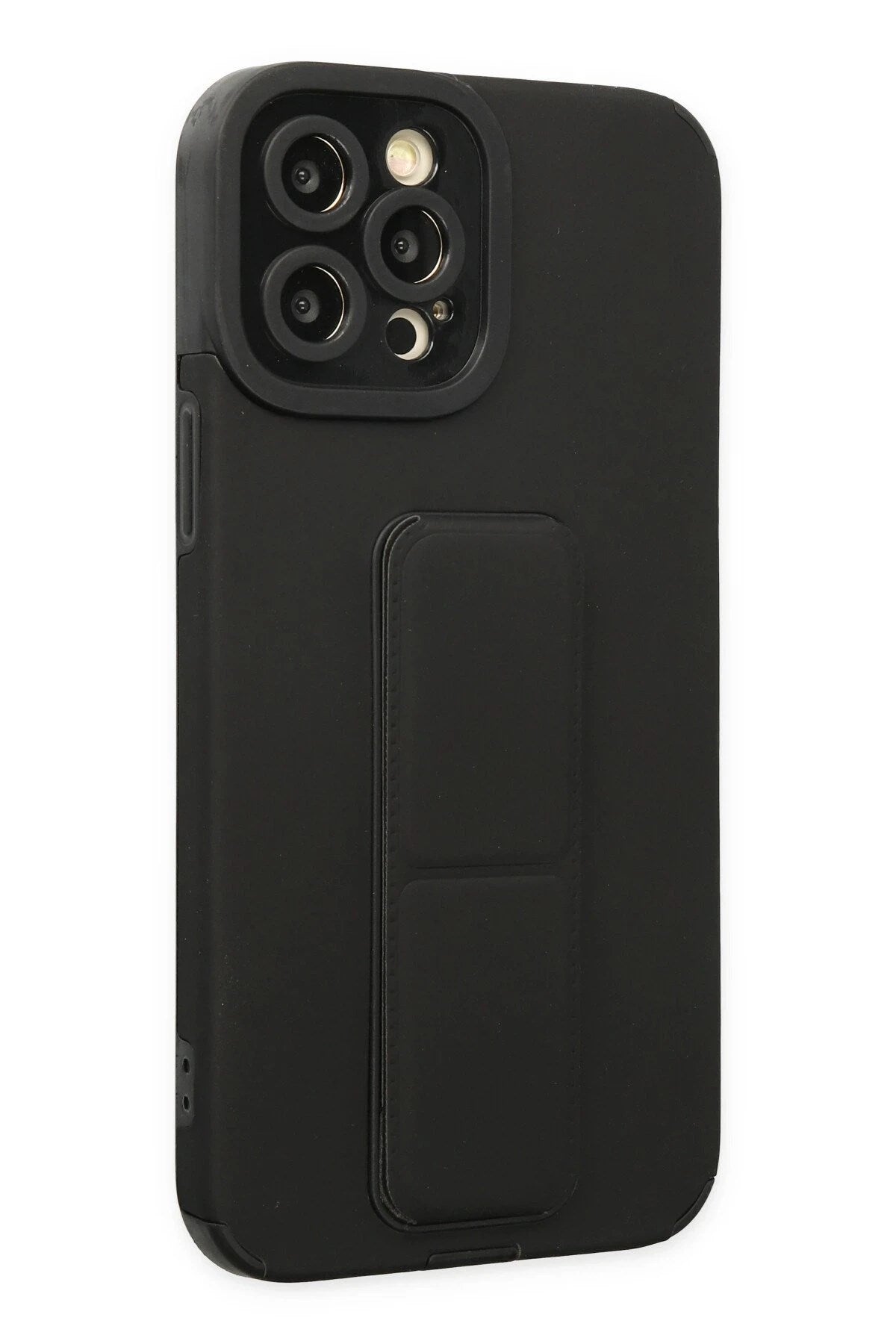 Mey İthalat® iPhone 12 Pro Max Kılıf Mega Standlı Silikon - Siyah