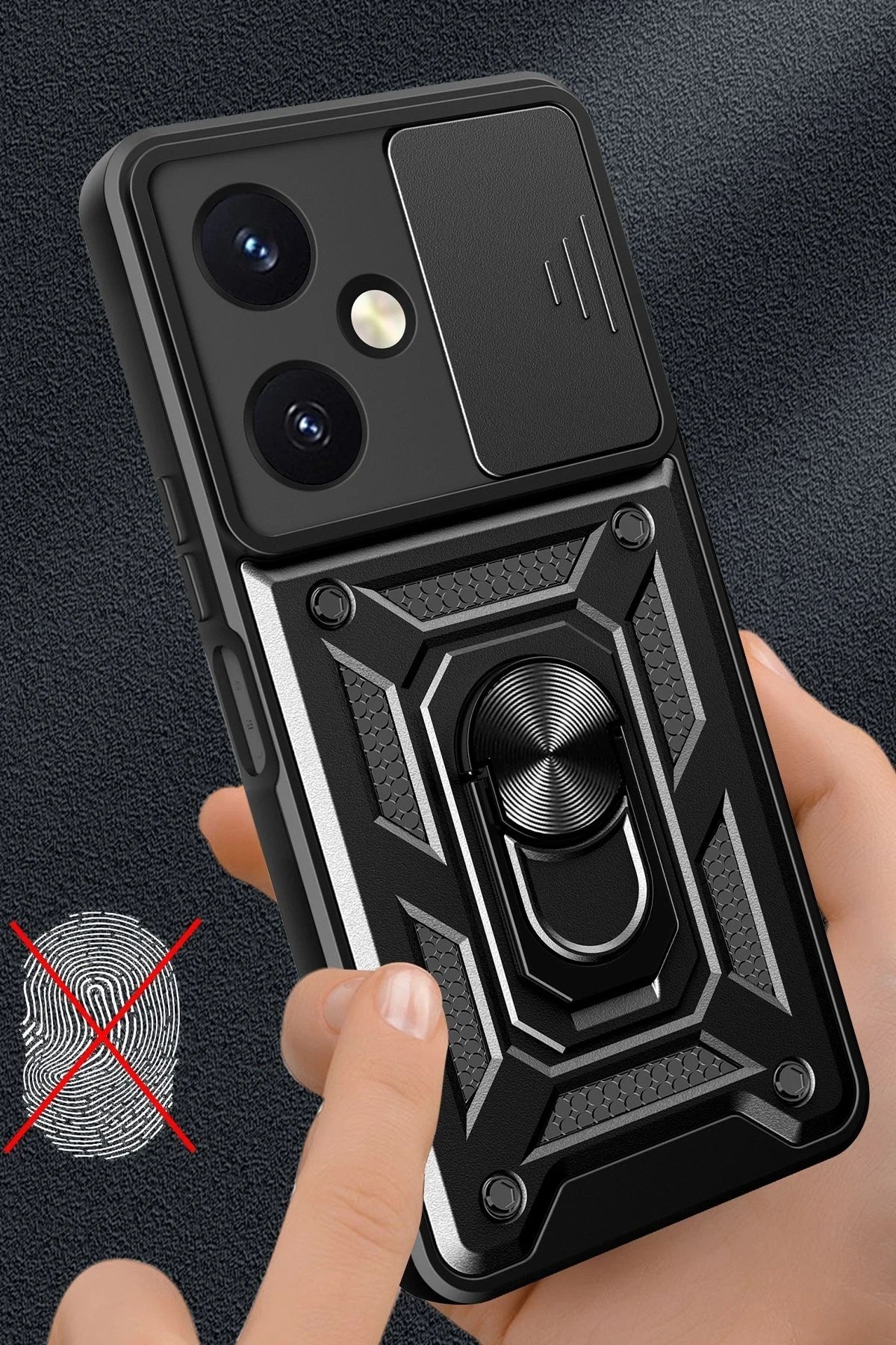Mey İthalat® Vivo Y27 Kılıf Pars Lens Yüzüklü Silikon - Yeşil