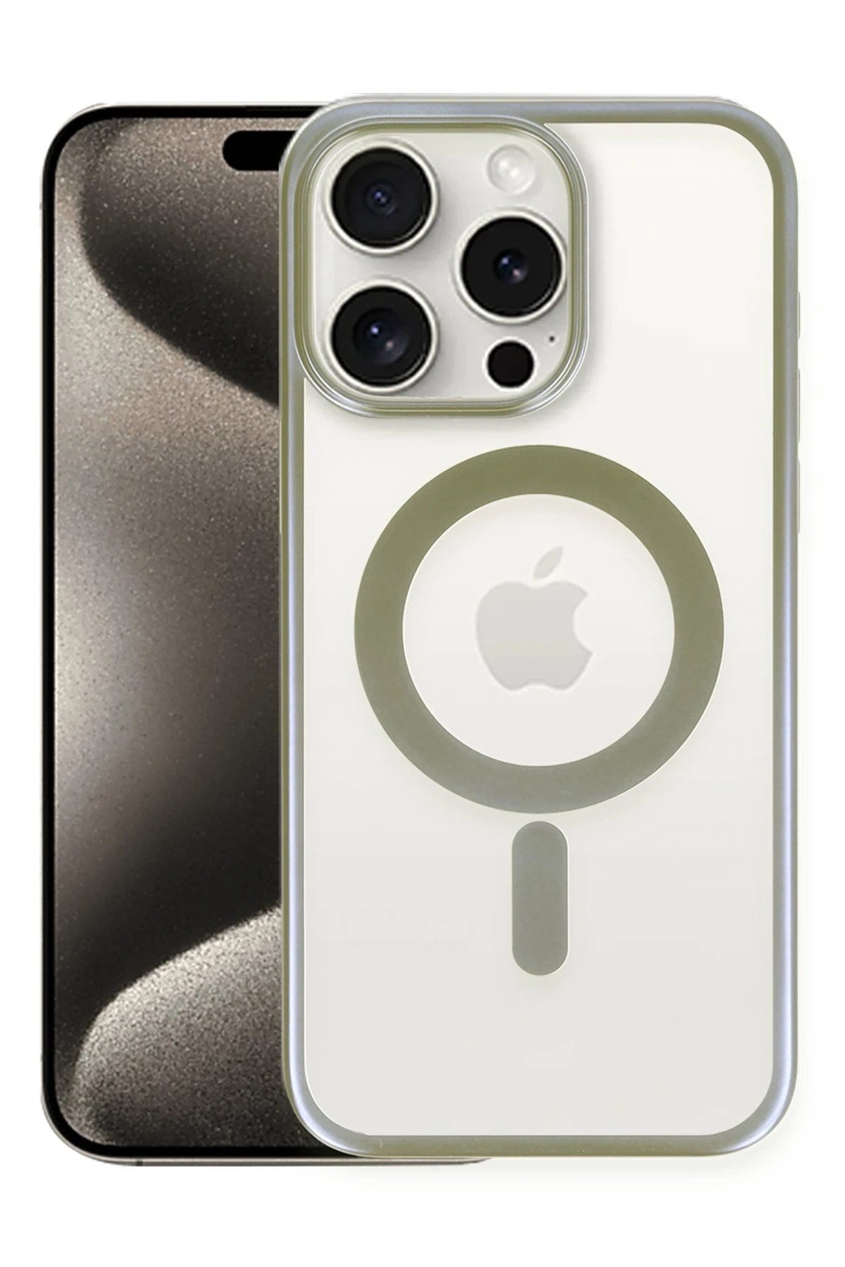 Mey İthalat® iPhone 15 Pro Kılıf Erozi Magsafe Kapak - Gri
