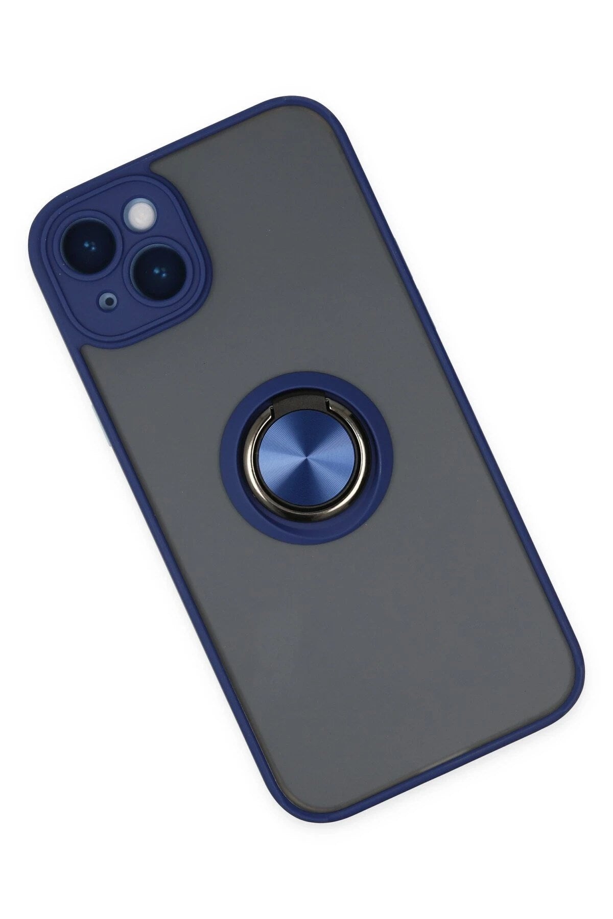 Mey İthalat® iPhone 14 Kılıf Montreal Yüzüklü Silikon Kapak - Lacivert