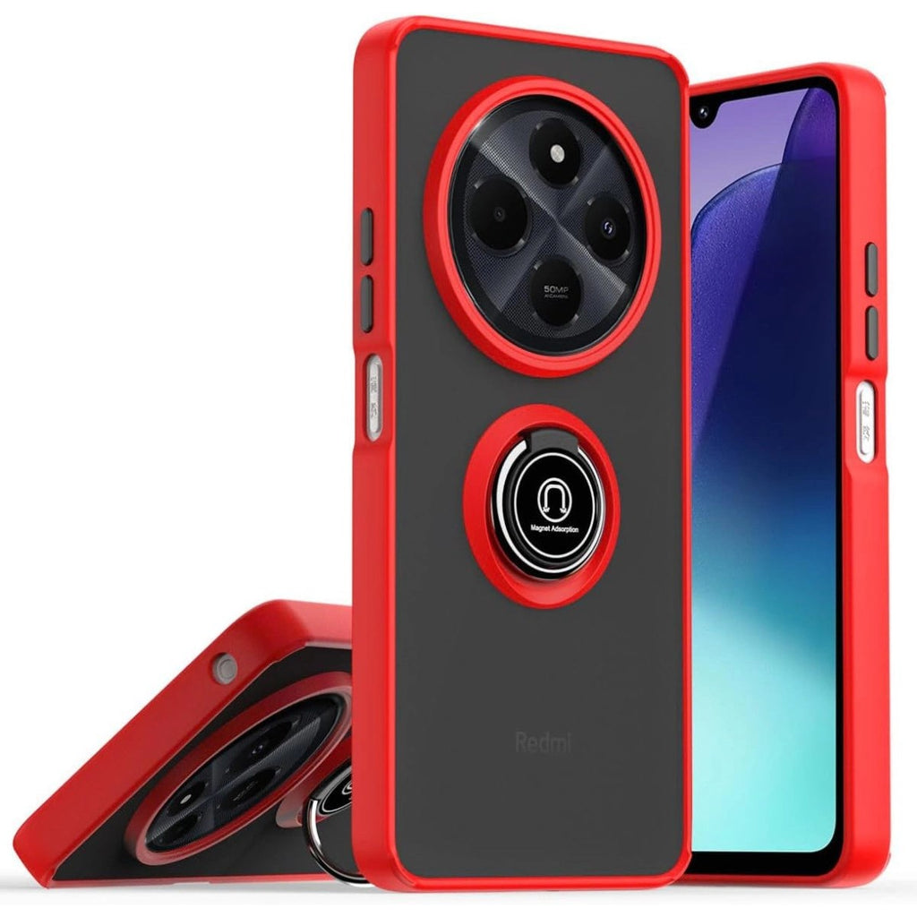 Mey İthalat® Realme C75 4G Kılıf Montreal Yüzüklü Silikon Kapak - Kırmızı