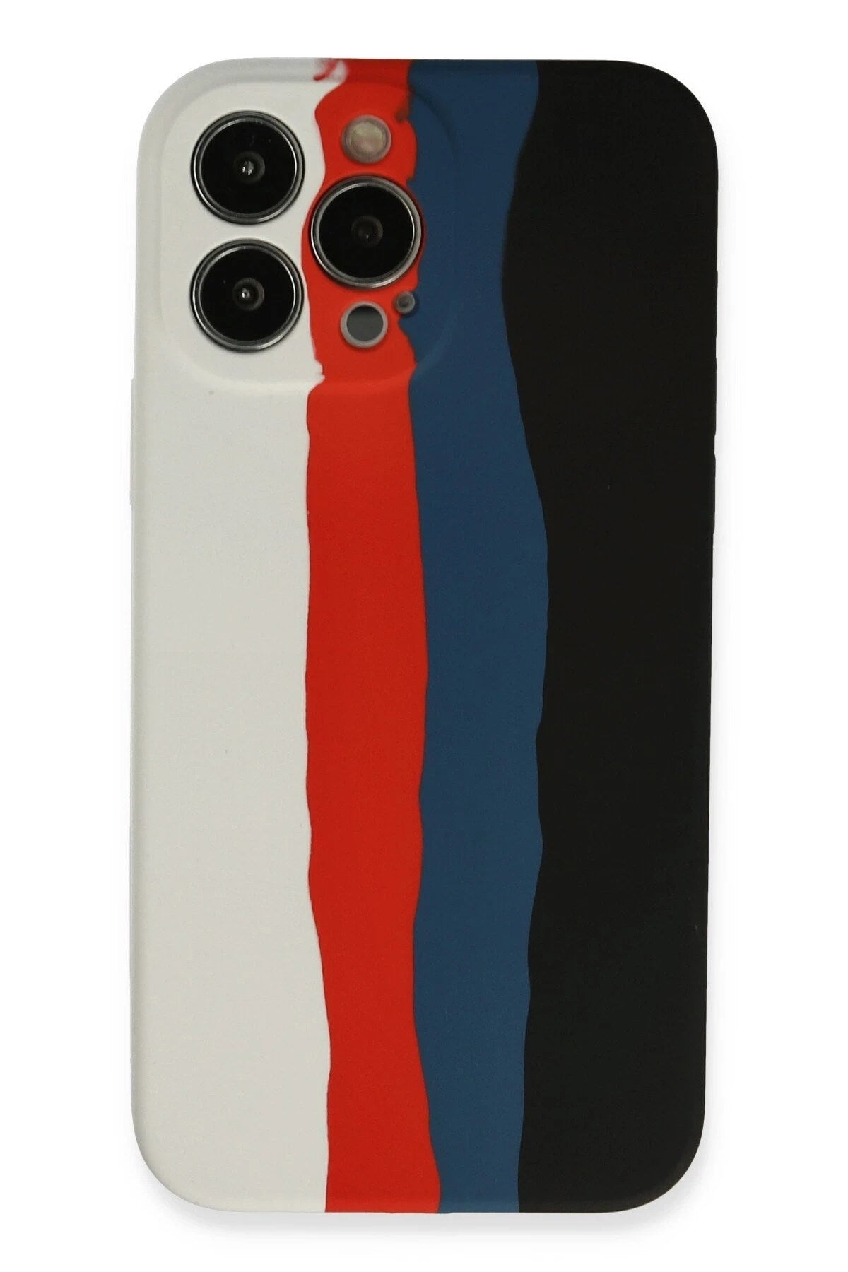 Mey İthalat® iPhone 13 Pro Kılıf Ebruli Lansman Silikon - Beyaz-Siyah