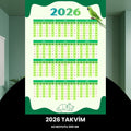 Takvim 2026 Premium A3 300 Gr Dijital Baskı Yeşil-beyaz