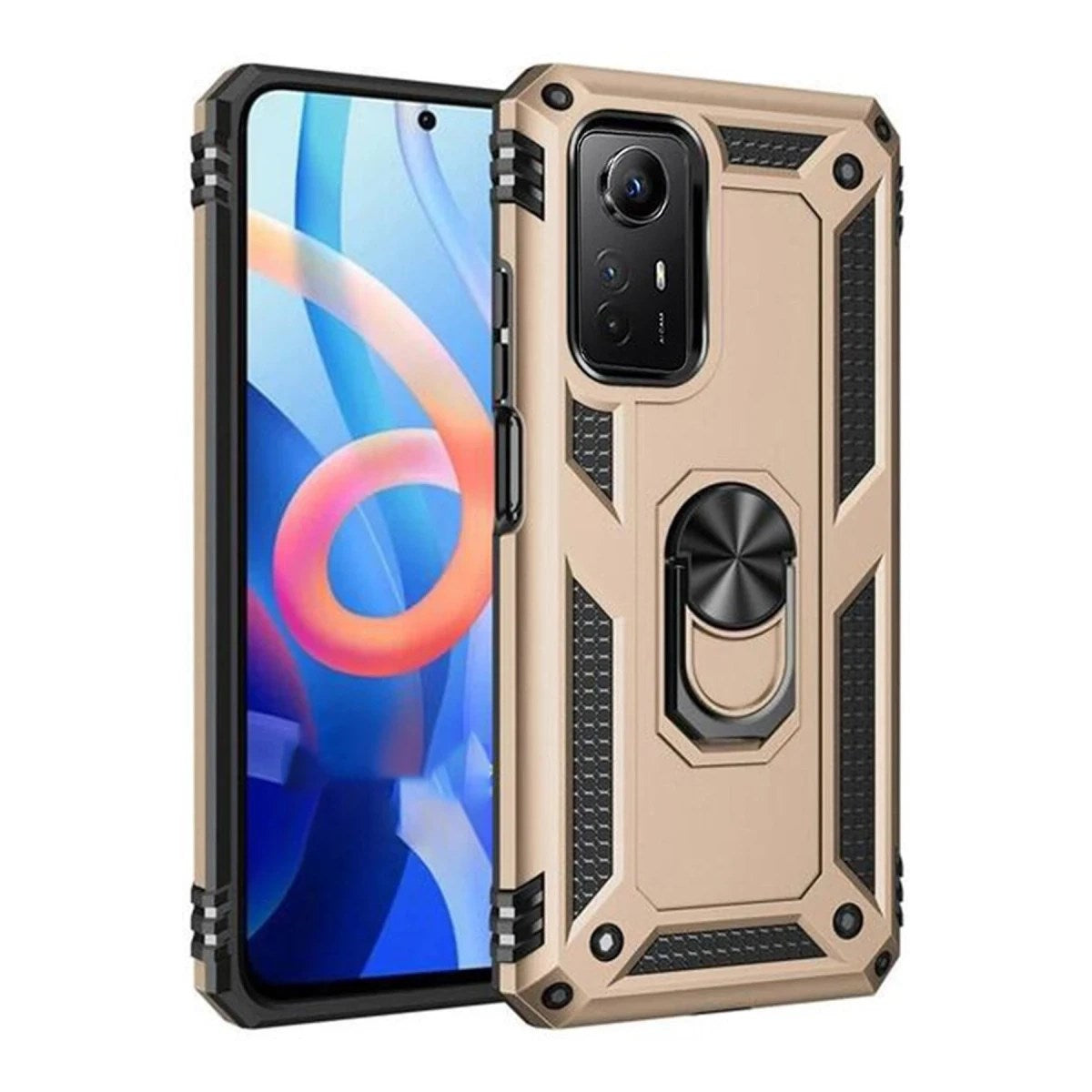 Mey İthalat® Redmi Note 12S Kılıf Sofya Yüzüklü Silikon Kapak - Gold