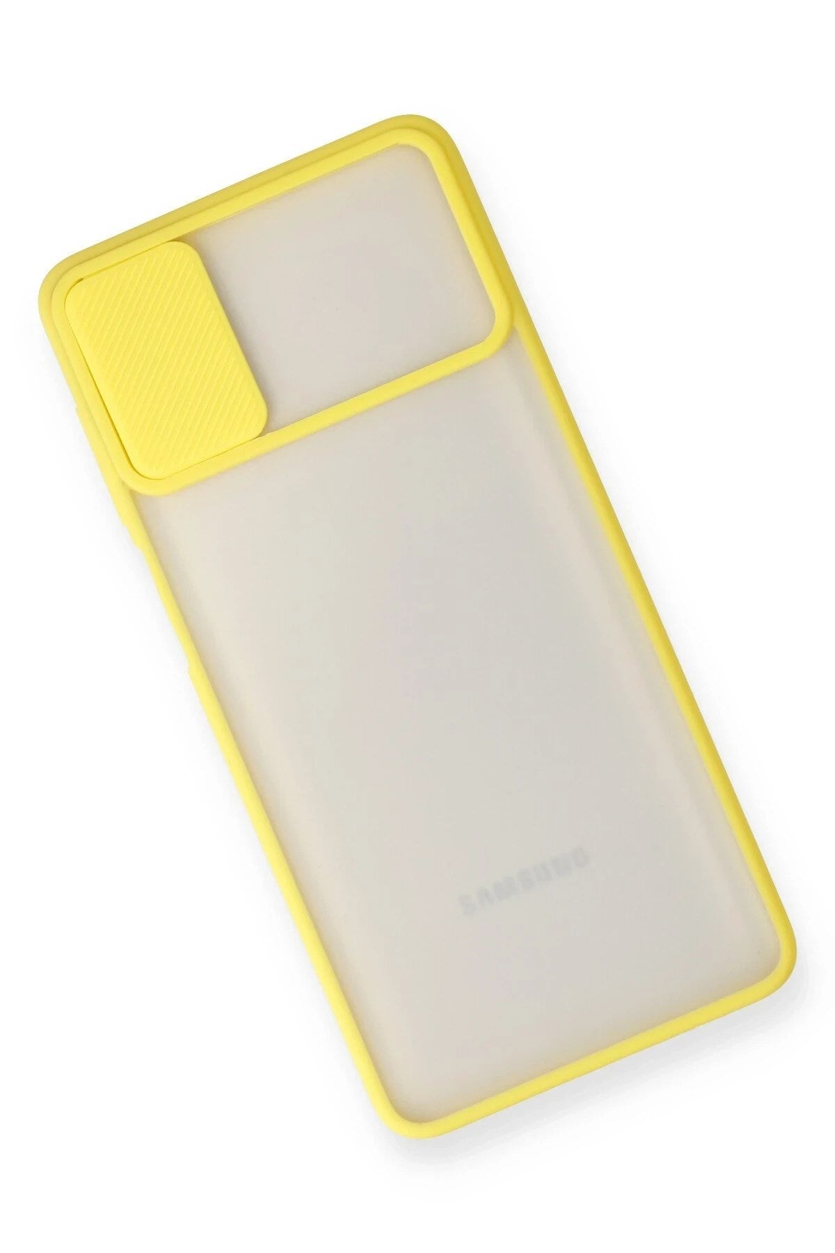Mey İthalat® Samsung Galaxy M51 Kılıf Palm Buzlu Kamera Sürgülü Silikon - Sarı