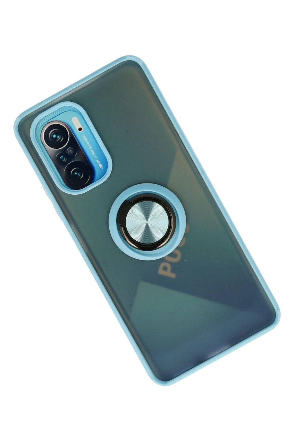 Mey İthalat® Redmi K40 Kılıf Montreal Yüzüklü Silikon Kapak - Buz Mavi