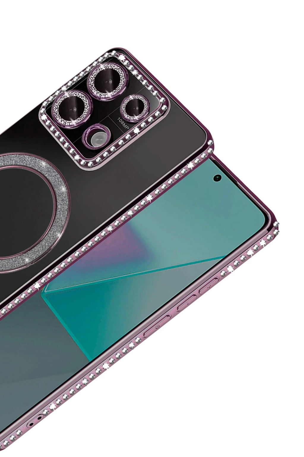 Mey İthalat® Redmi Note 13 Pro 4G Joke Simli Magneticsafe Kılıf - Pembe
