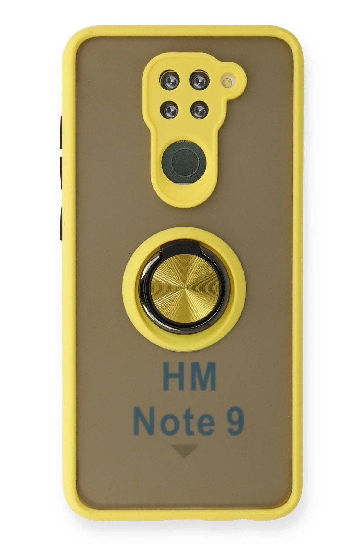 Mey İthalat® Redmi Note 9 Kılıf Montreal Yüzüklü Silikon Kapak - Sarı