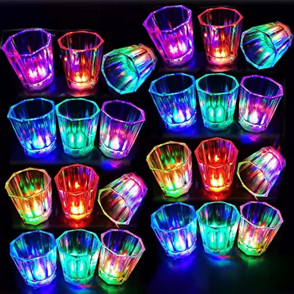 Mey İthalat® Renkli Led Parlayan Fiber Optik Glow Işıklı Bardak 5,5 x 5,5 cm 1 Adet
