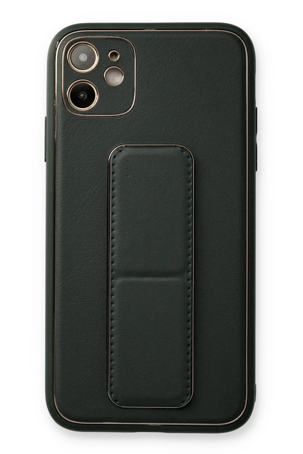 Mey İthalat® iPhone 12 Kılıf Coco Deri Standlı Kapak - Füme