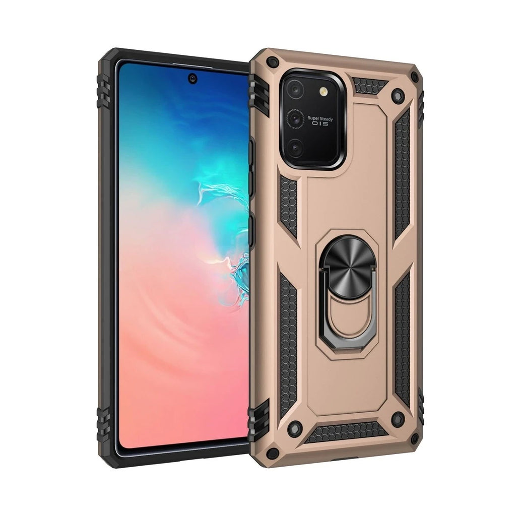 Mey İthalat® Samsung Galaxy A91 / S10 Lite Kılıf Sofya Yüzüklü Silikon Kapak - Gold
