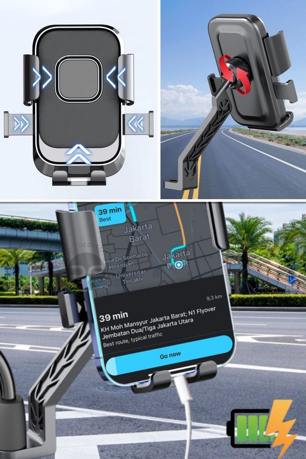Motor,Motosiklet,Bisiklet ,Scooter İçin 360 Derece Dönebilen Dikiz Aynası Versiyonu Telefon Tutucu Aparat