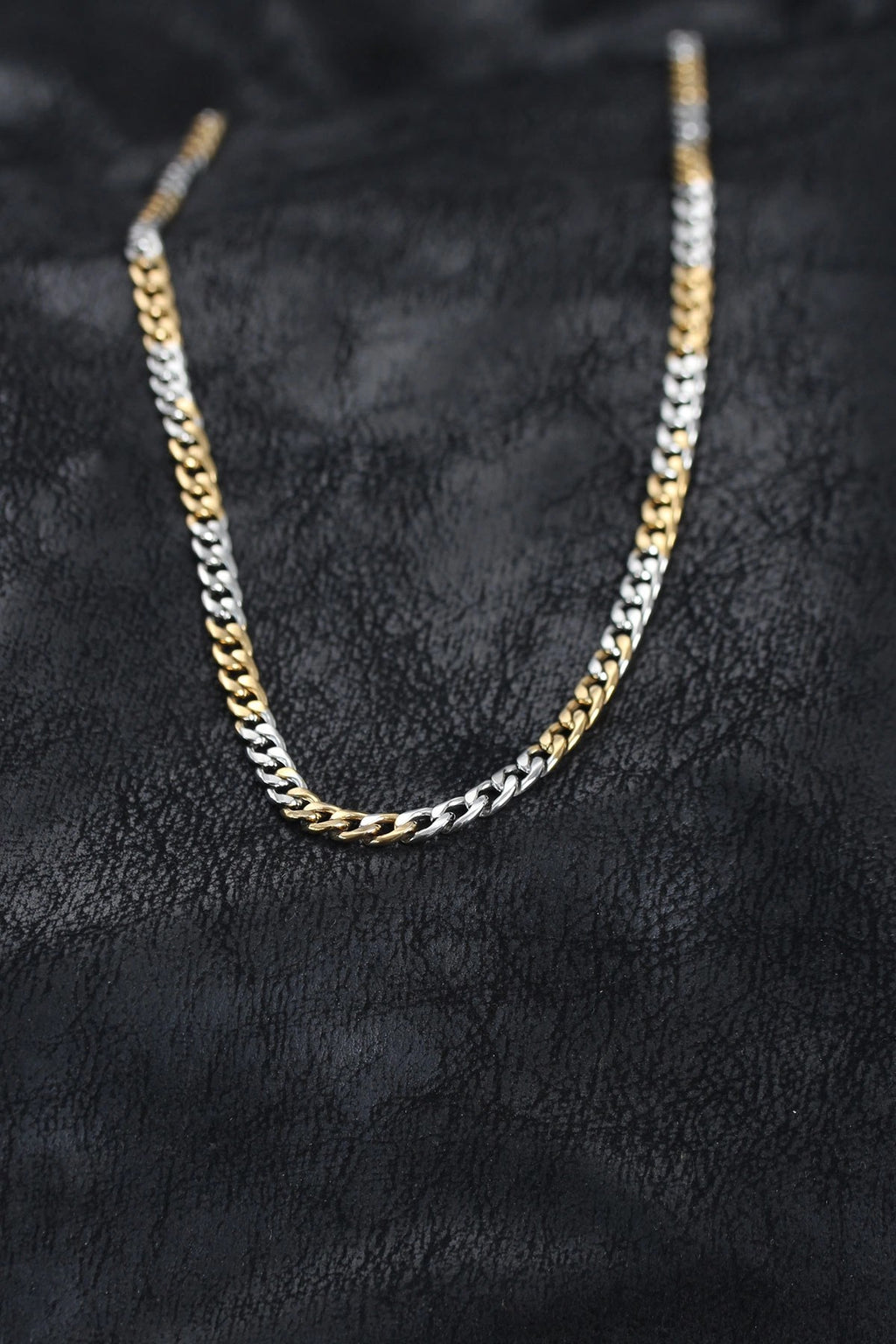Mey İthalat® 316L Çelik Gümüş ve Gold Renk Curb Erkek Kolye