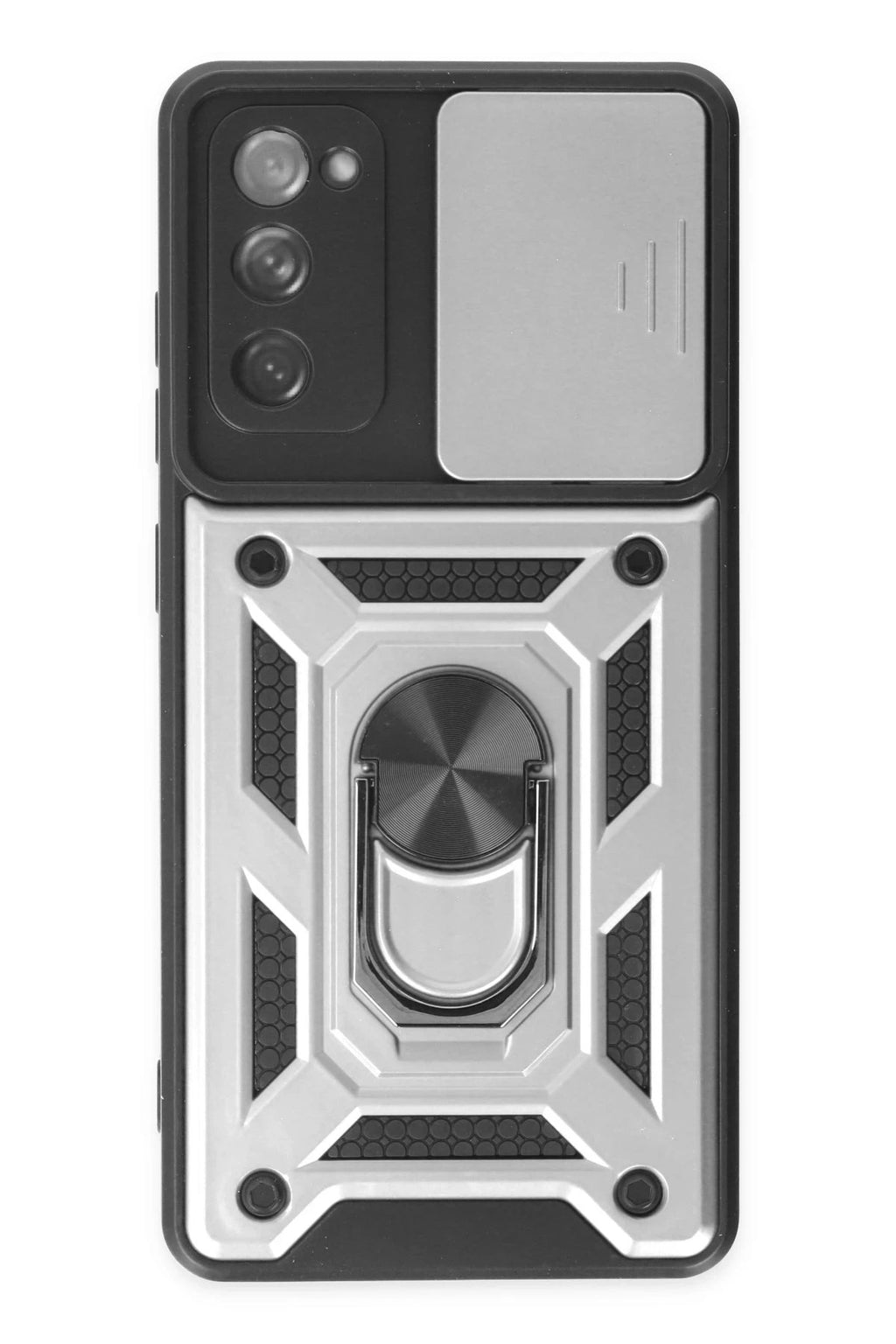 Mey İthalat® Samsung Galaxy S20 FE Kılıf Pars Lens Yüzüklü Silikon - Gümüş
