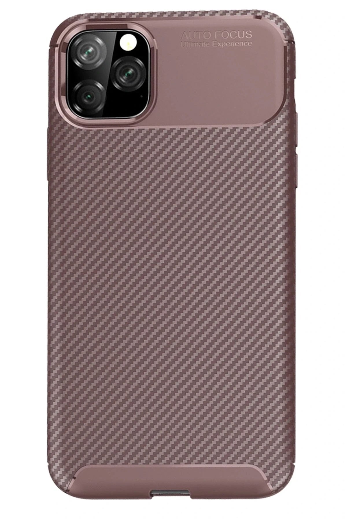 Mey İthalat® iPhone 11 Pro Max Kılıf Auto Focus Karbon Kapak - Kahverengi