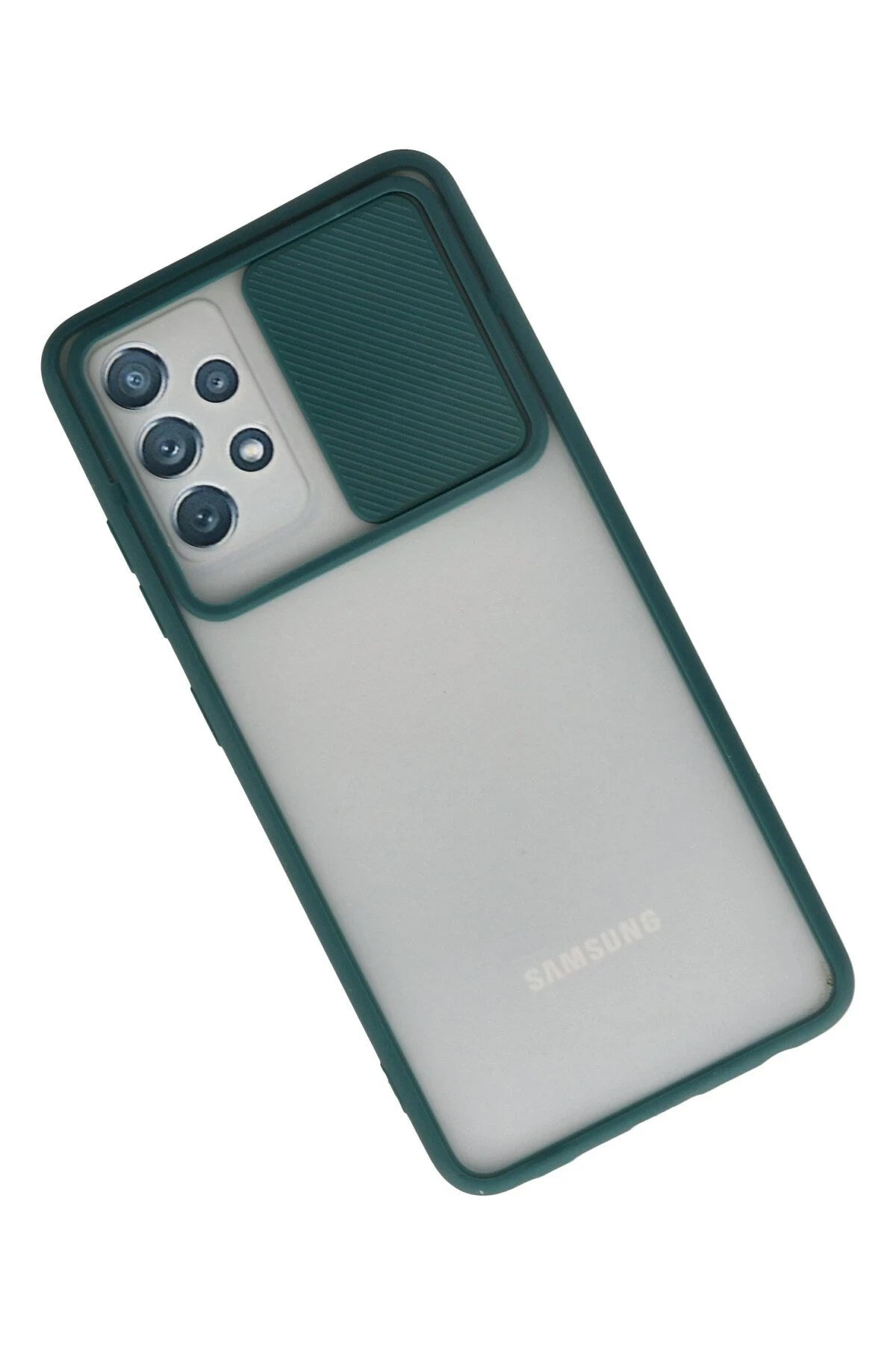 Mey İthalat® Samsung Galaxy A72 Kılıf Palm Buzlu Kamera Sürgülü Silikon - Yeşil