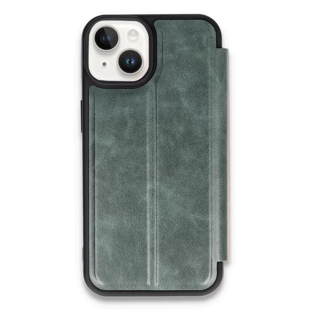 Mey İthalat® iPhone 14 Kılıf Flip Cover - Koyu Yeşil