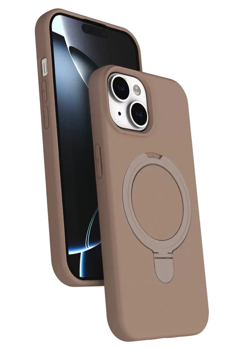 Mey İthalat® iPhone 15 Regal Magsafe Standlı Kapak - Çöl Titanyum