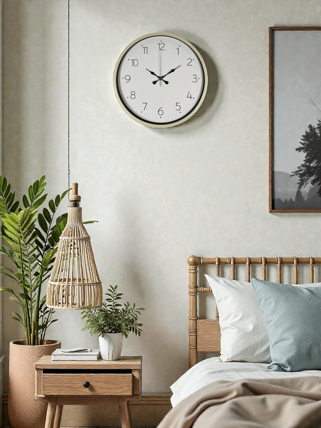 36 Cm Krem Sade Dekoratif Duvar Saati
