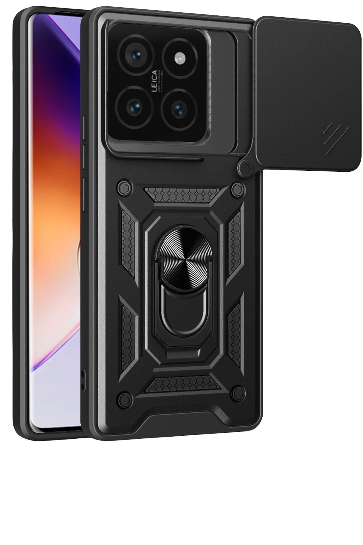 Mey İthalat® Mi 14T Pro Kılıf Pars Lens Yüzüklü Silikon - Siyah