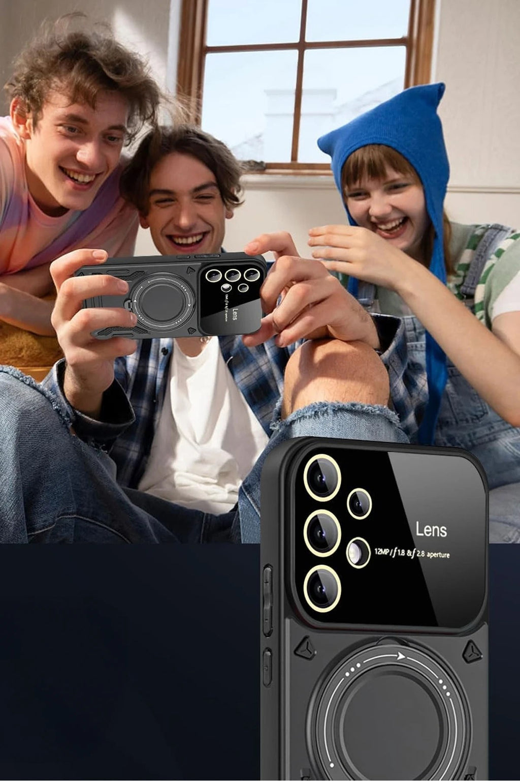 Mey İthalat® Samsung Galaxy S25 Ultra Kılıf Joy Lens Standlı Kapak - Siyah