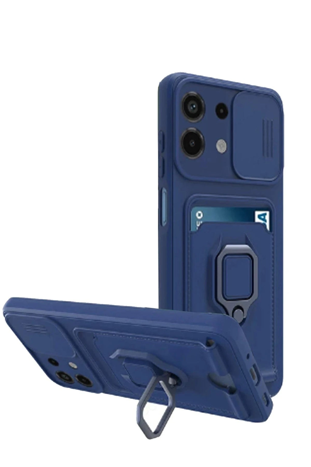 Mey İthalat® Redmi Note 13 4G Kılıf Zuma Kartvizitli Yüzüklü Silikon - Lacivert