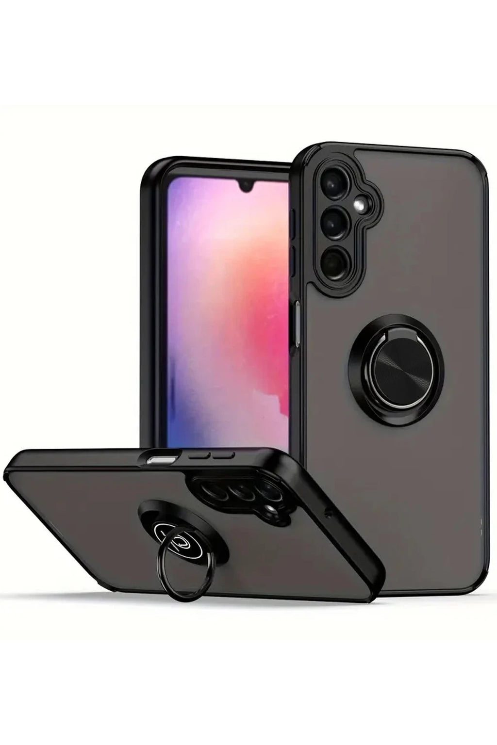 Mey İthalat® Samsung Galaxy A56 Kılıf Montreal Yüzüklü Silikon Kapak - Siyah