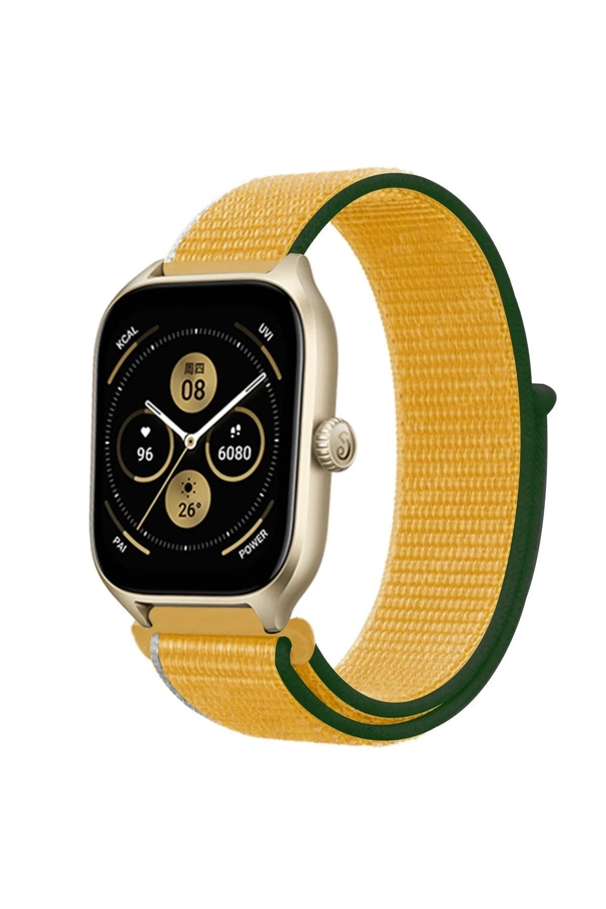 Mey İthalat® Watch 22mm Hasırlı Cırtcırtlı Kordon - Sarı