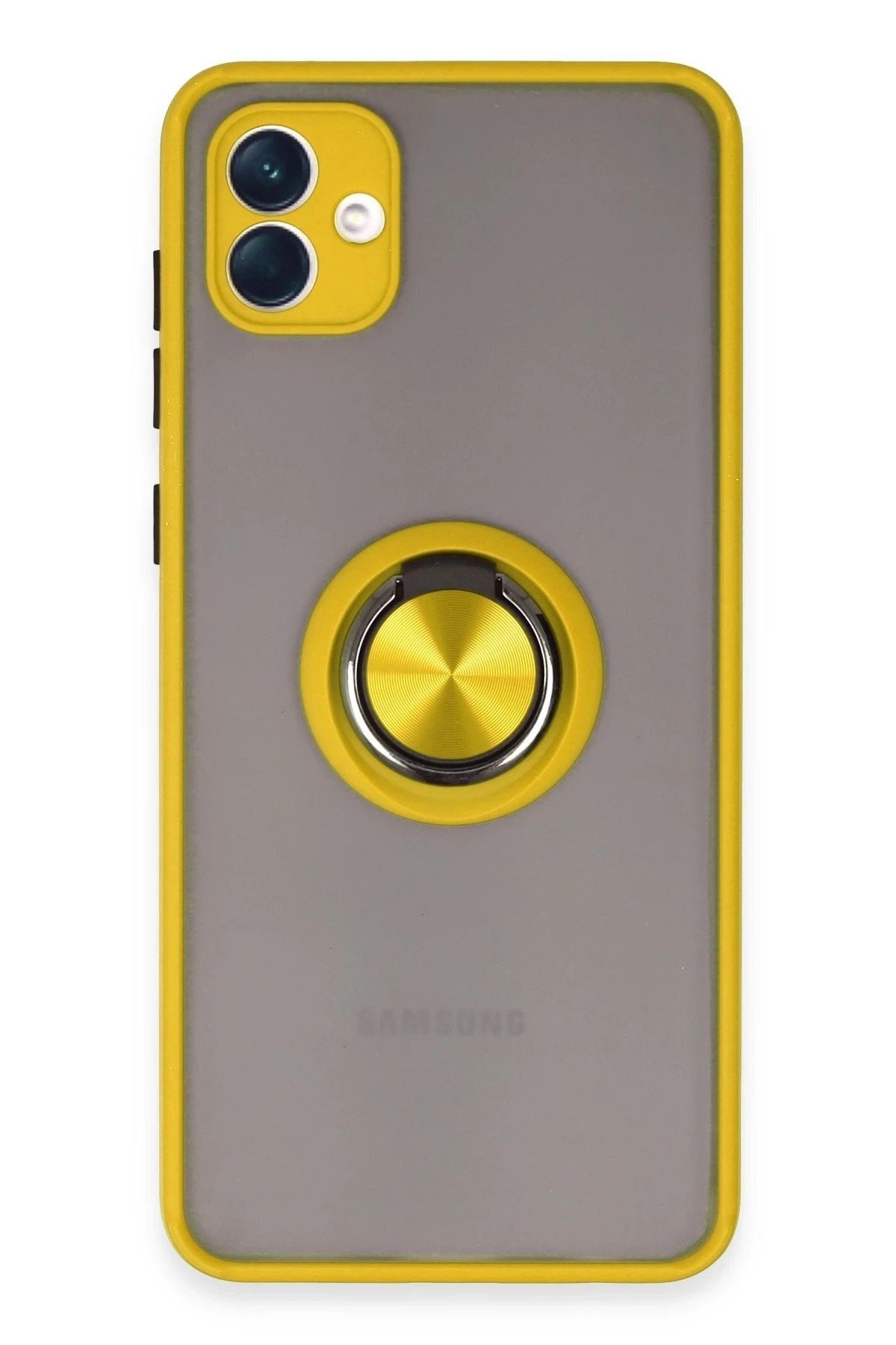 Mey İthalat® Samsung Galaxy A04 Kılıf Montreal Yüzüklü Silikon Kapak - Sarı