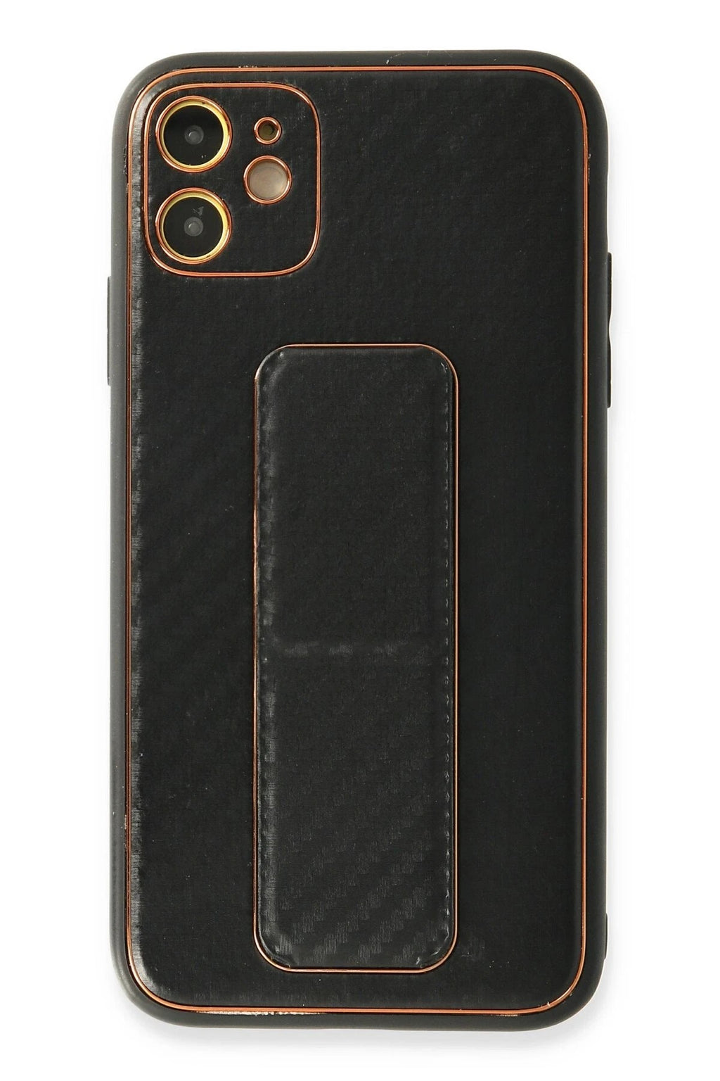 Mey İthalat® iPhone 12 Kılıf Coco Karbon Standlı Kapak - Siyah