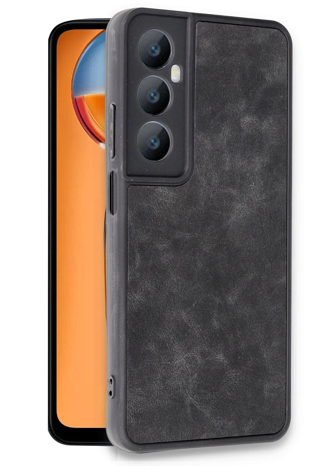 Mey İthalat® Realme C65 Kılıf Aras Deri Kapak - Siyah
