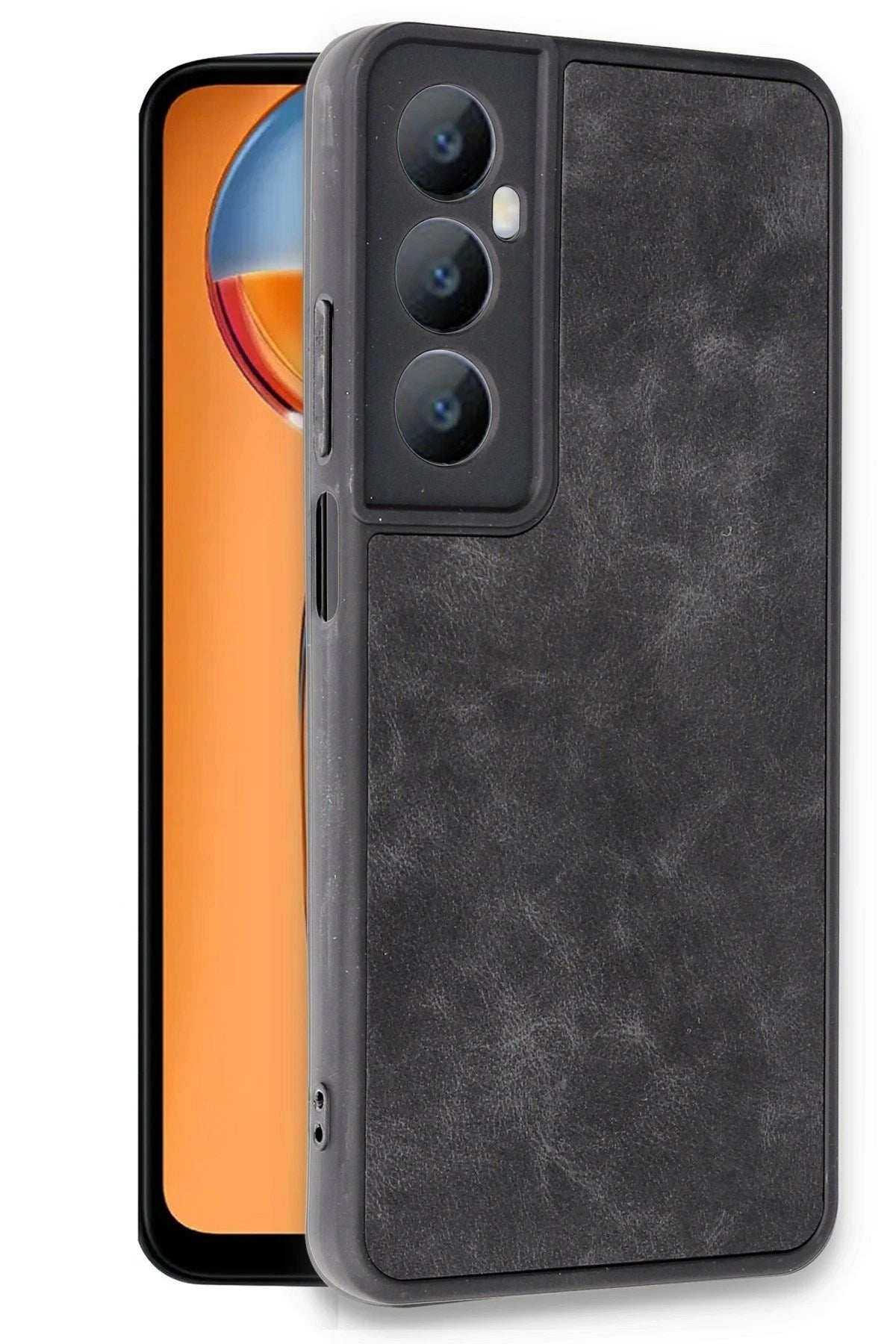 Mey İthalat® Realme C65 Kılıf Aras Deri Kapak - Siyah
