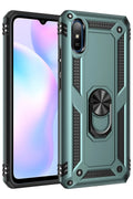 Mey İthalat® Redmi 9A Kılıf Sofya Yüzüklü Silikon Kapak - Yeşil