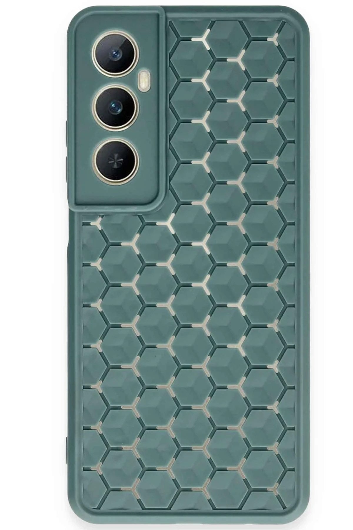 Mey İthalat® Realme C65 Kılıf Petek Silikon Kapak - Koyu Yeşil