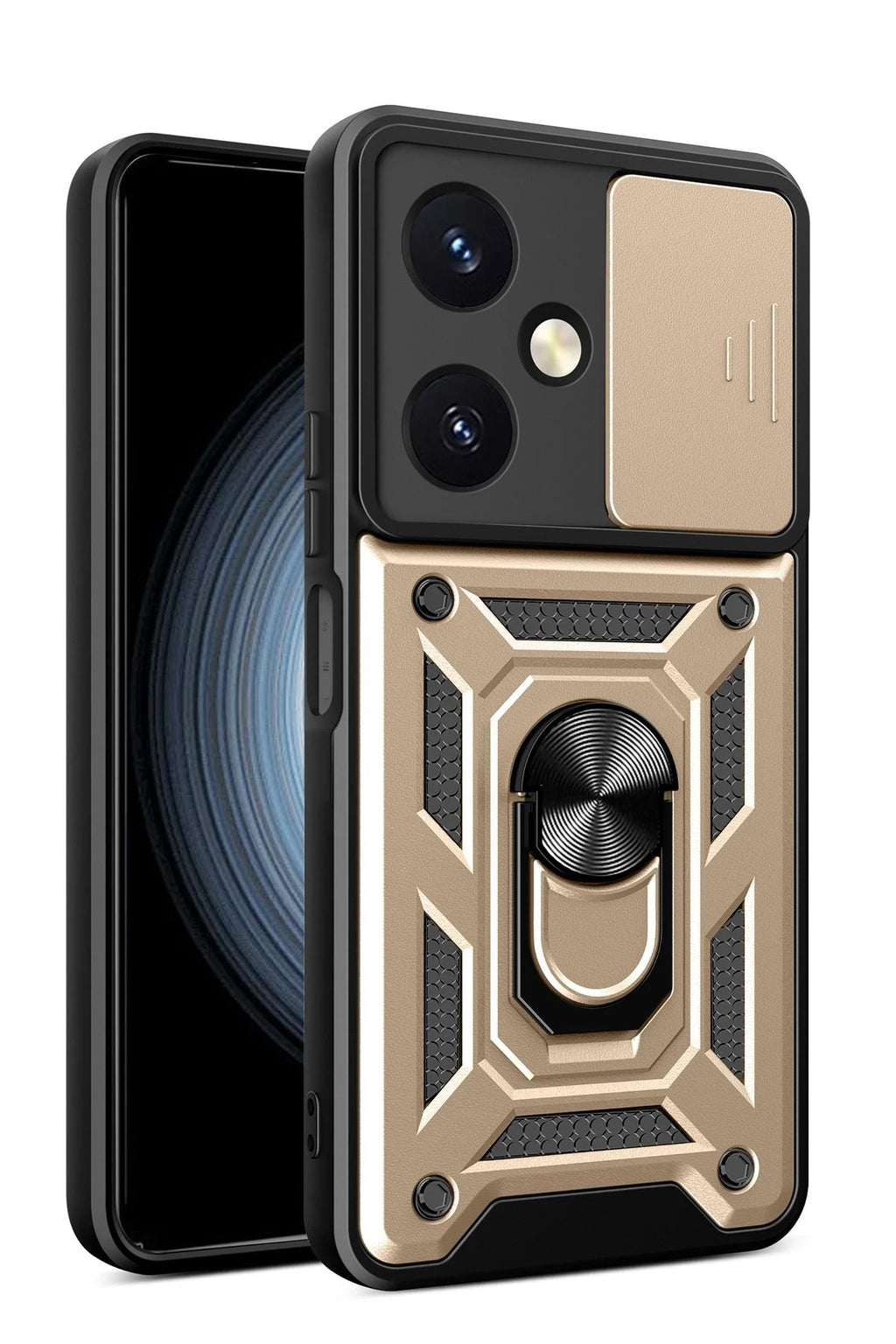 Mey İthalat® Vivo Y27 Kılıf Pars Lens Yüzüklü Silikon - Gold