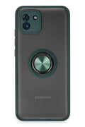 Mey İthalat® Samsung Galaxy A03 Kılıf Montreal Yüzüklü Silikon Kapak - Yeşil