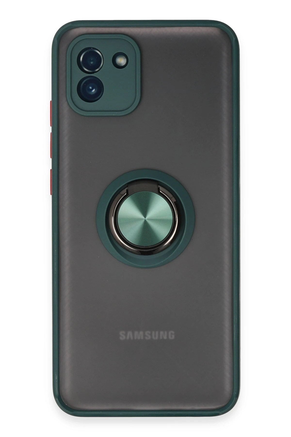 Mey İthalat® Samsung Galaxy A03 Kılıf Montreal Yüzüklü Silikon Kapak - Yeşil