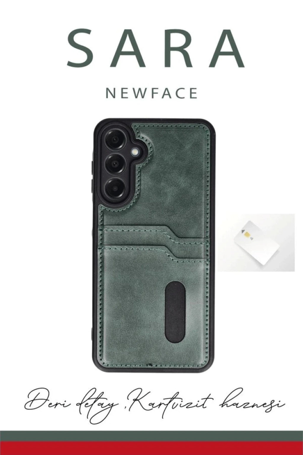 Mey İthalat® Samsung Galaxy A56 Kılıf Sara Kartvizitli Deri Kılıf - Kırmızı