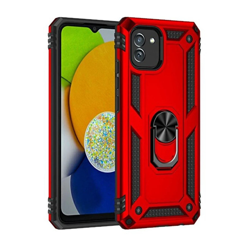 Mey İthalat® Samsung Galaxy A03 Kılıf Sofya Yüzüklü Silikon Kapak - Kırmızı