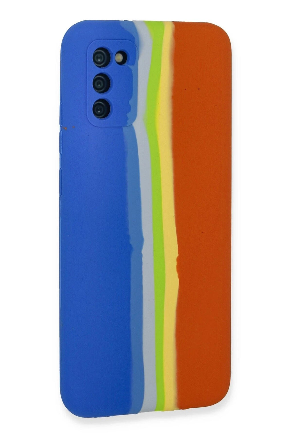 Mey İthalat® Samsung Galaxy A03S Kılıf Ebruli Lansman Silikon - Mavi-Turuncu