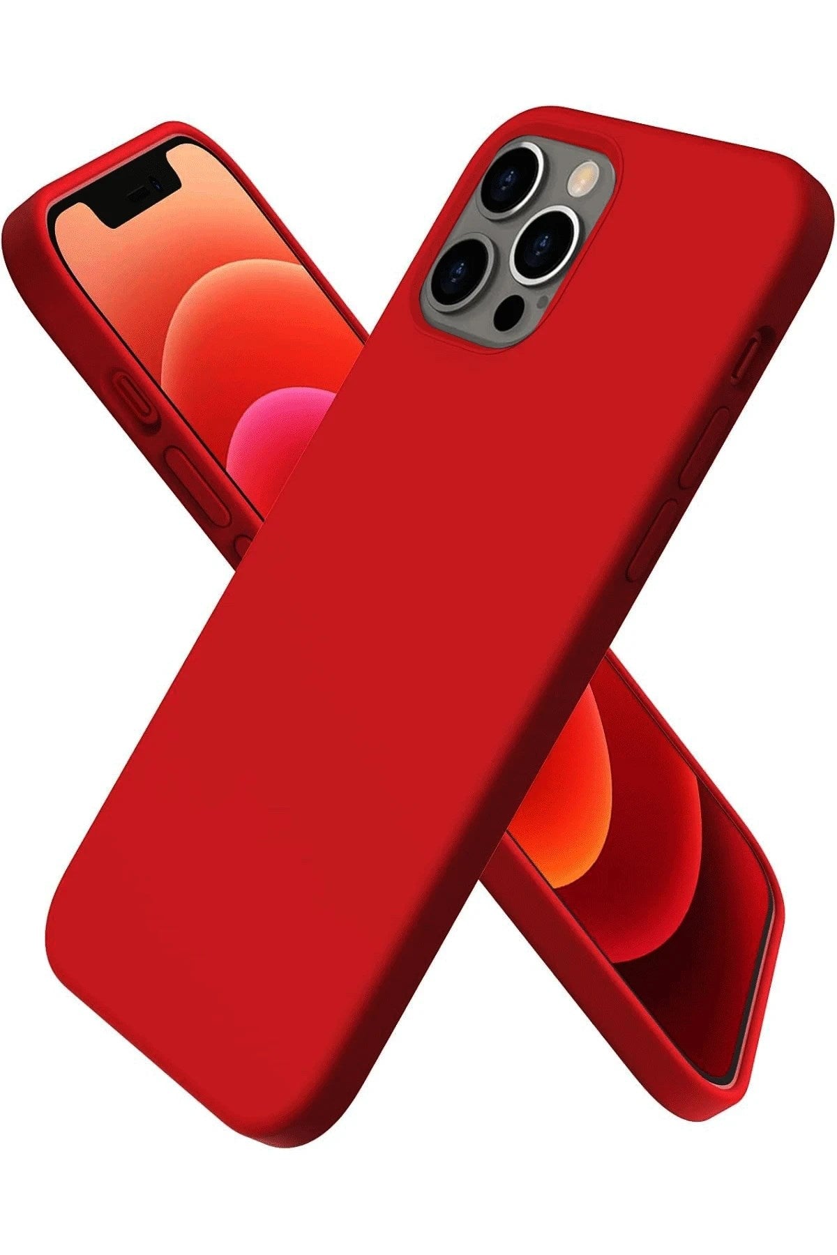 Mey İthalat® iPhone 12 Pro Max Kılıf First Silikon - Koyu Kırmızı