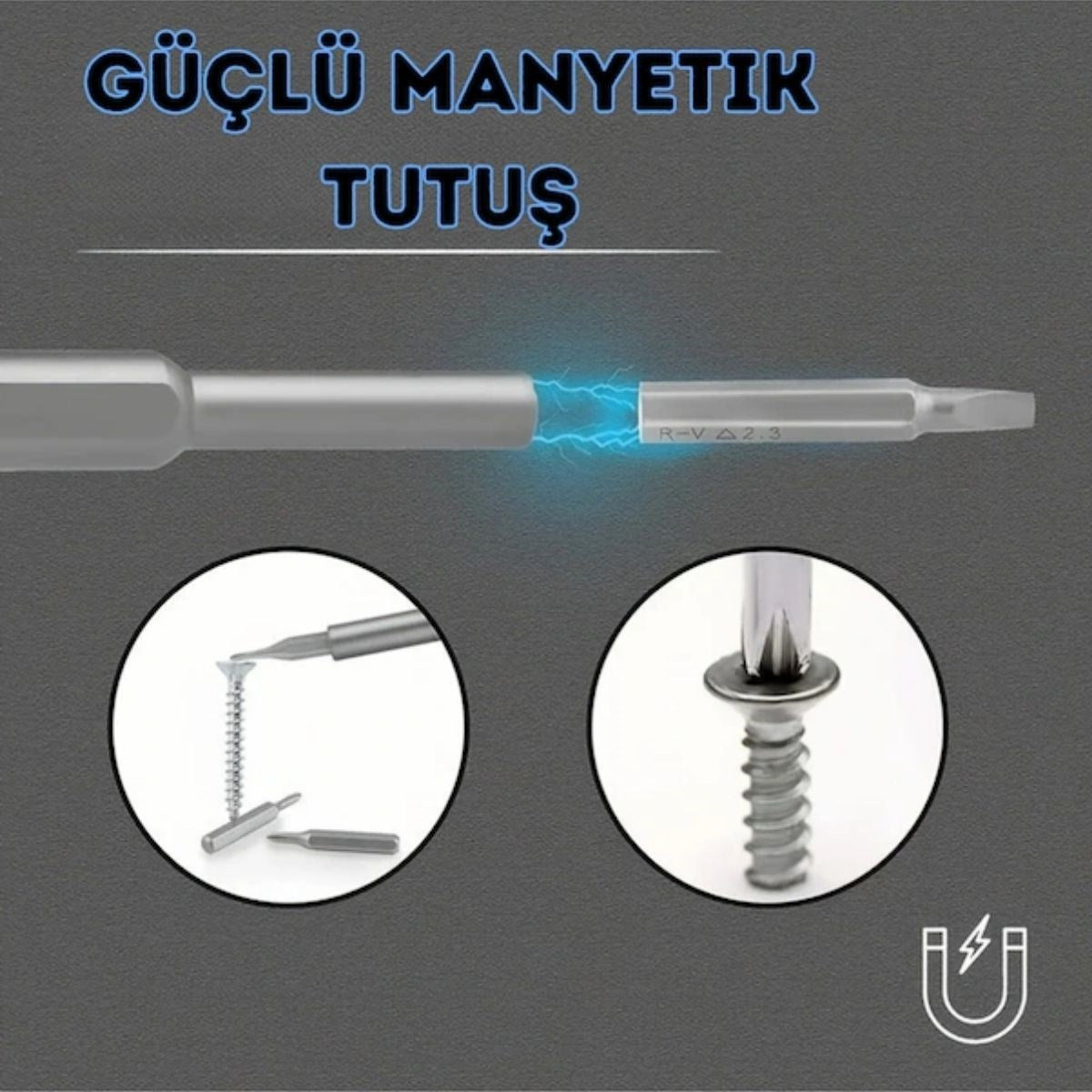 25 Parça 24 farklı uçlu Mıknatıslı 25 in 1 Tornavida Seti