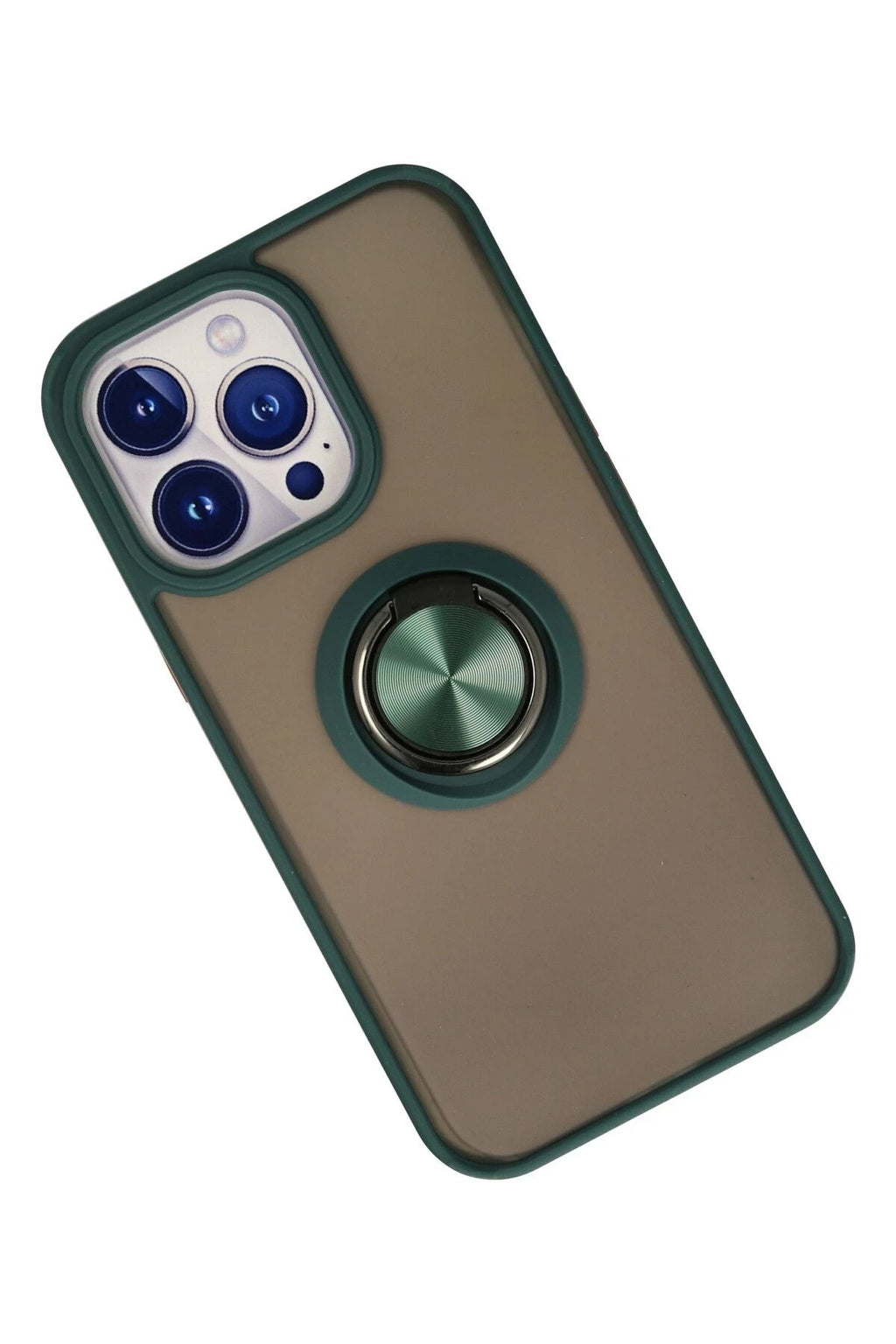 Mey İthalat® iPhone 13 Pro Kılıf Montreal Yüzüklü Silikon Kapak - Yeşil