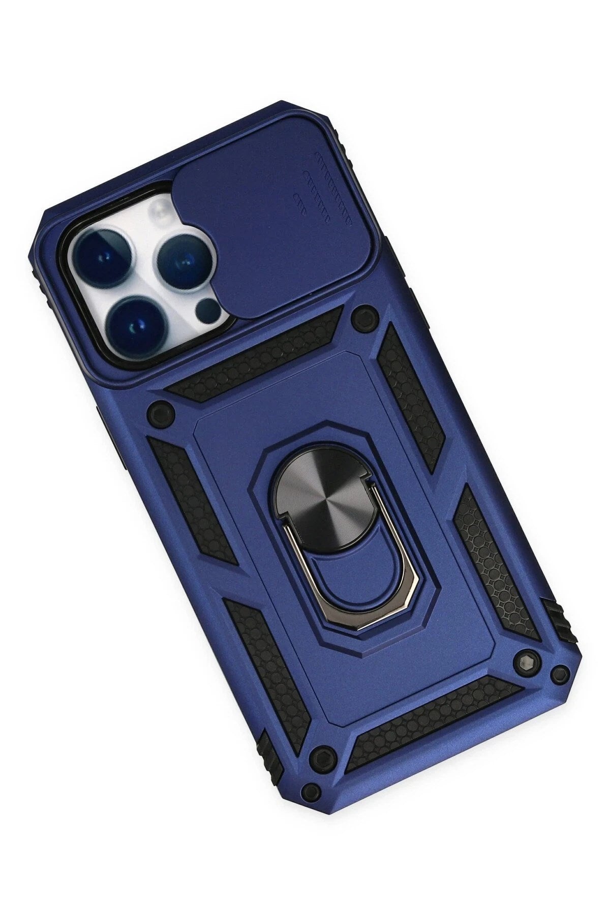 Mey İthalat® iPhone 14 Pro Kılıf Pars Lens Yüzüklü Silikon - Lacivert