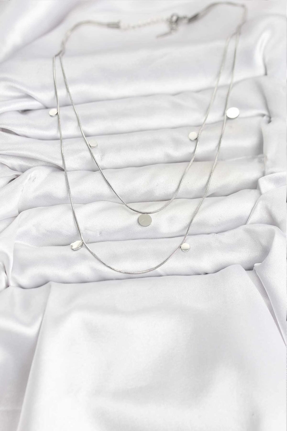 Mey İthalat® 316L Çelik Zincir Gümüş Renk Pullu Kadın Kolye