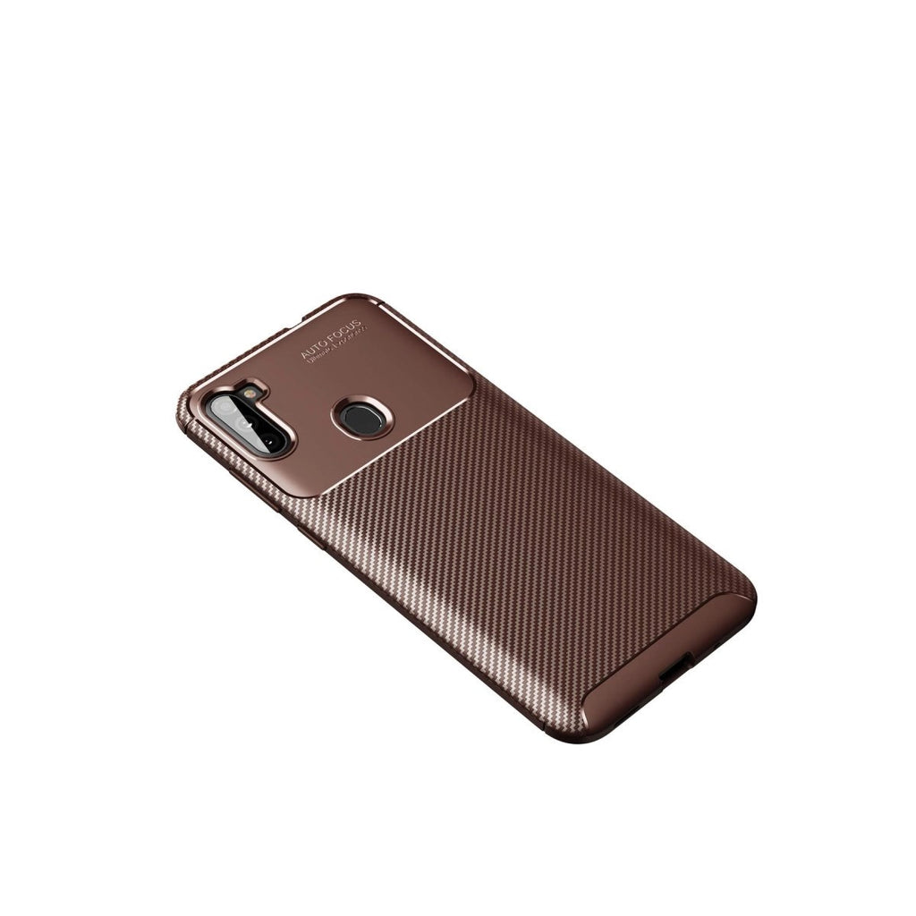 Mey İthalat® Samsung Galaxy A11 Kılıf Auto Focus Karbon Kapak - Kahverengi