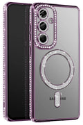 Mey İthalat® Samsung Galaxy A57 5G Joke Simli Magneticsafe Kılıf - Derin Mor