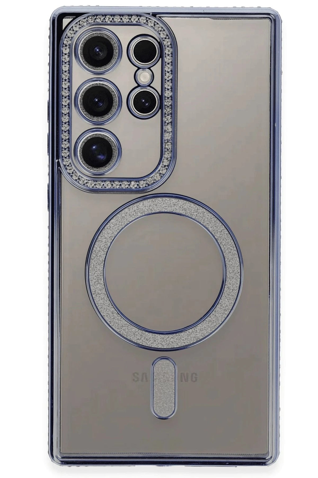 Mey İthalat® Samsung Galaxy S24 Ultra Kılıf Joke Simli Magneticsafe Kılıf - Mavi
