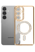 Mey İthalat® Samsung Galaxy S26 Joke Simli Magneticsafe Kılıf - Gold