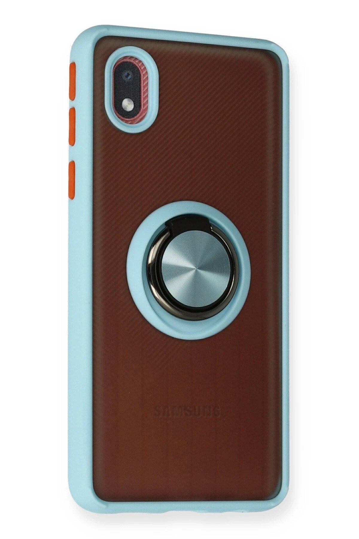 Mey İthalat® Samsung Galaxy A01 Core Kılıf Montreal Yüzüklü Silikon Kapak - Buz Mavi